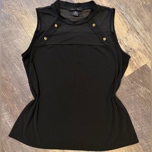 ⭐️3/$12⭐️Mesh Sleeveless Blouse with Gold Buttons